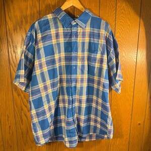 Main Stream Men's Short Sleeve Plaid Button Down Shirt 3X